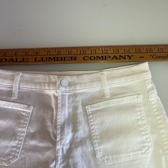 Mother White Slim Fit High Waisted Tomcat Patch Fray Hem Jean Short Size 29 - Picture 8 of 8